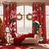 Set Of 2 Merry Christmas Element Print Perforated Curtains Various Sizes Living Rooms Bedrooms Insulation Decoration Curtain Blackout Polyester Ideal