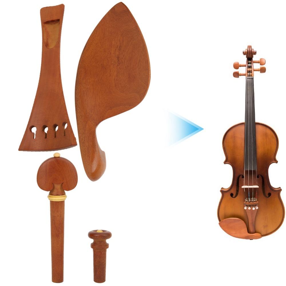 Jujube Wood Violin Tailpiece Set Wooden Color Violin Chin Rest  Violin Replacement