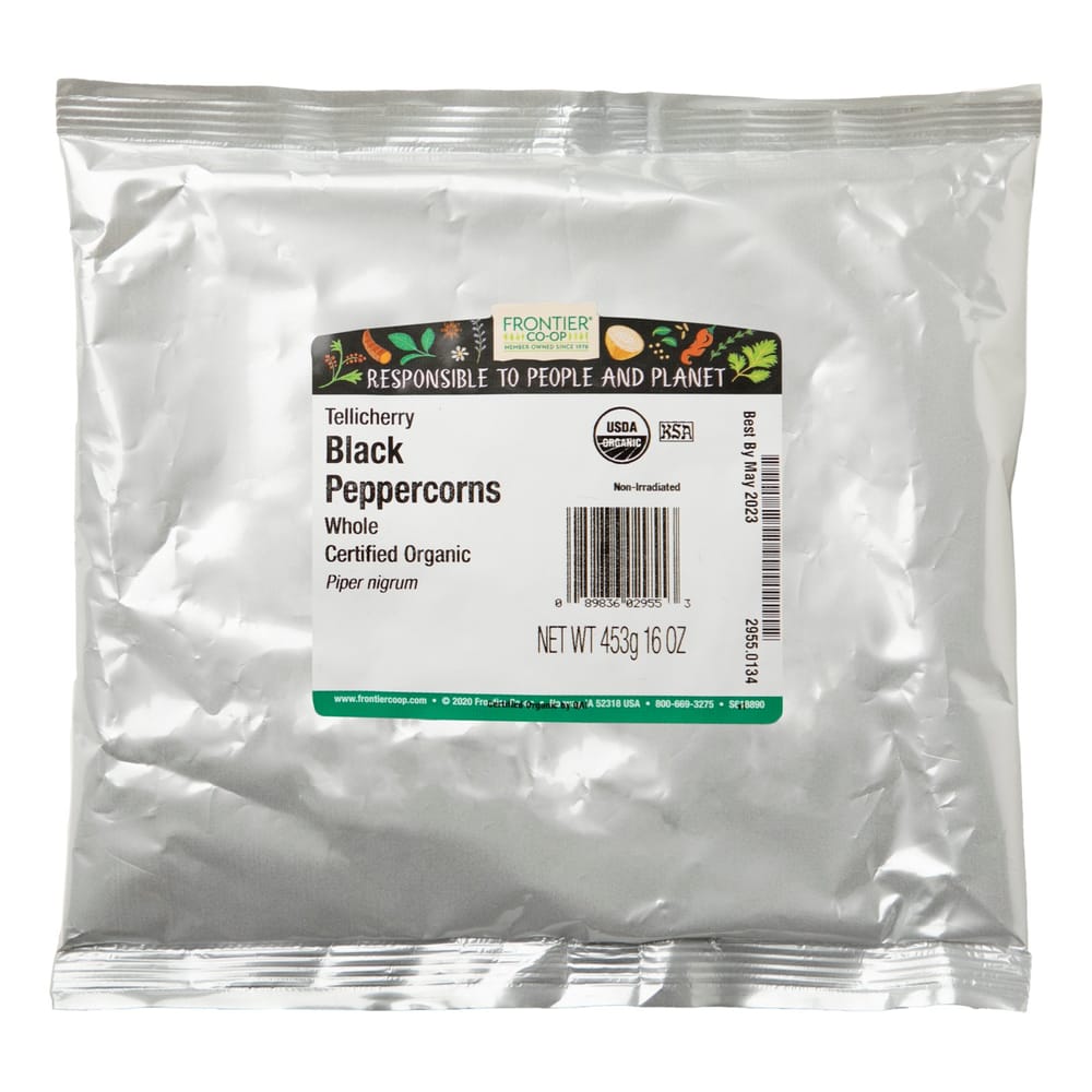 iHerb Frontier Natural Products Whole Black Peppercorns, Tellicherry, 453g (16 oz)