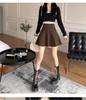 Black Wool Blend Women's A-line Short Skirt - 2026 Autumn/Winter Hip-hugging, Fluffy, Petite, Versatile Umbrella Skirt