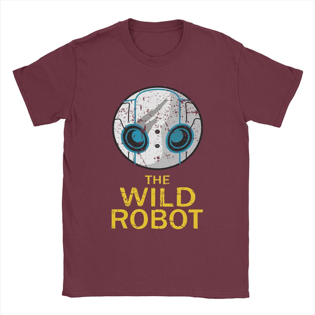 The Wild Robots Vintage Men T Shirt Cartoon Fiction Novelty Tee Short Sleeve Crew Neck T-Shirt 100% Cotton Plus Size Clothes