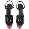 Fashion Black Patent Leather 17cm Super High Heels Women's Fine Stiletto Sandals with Thick Sole for Summer Party & Dance Floor