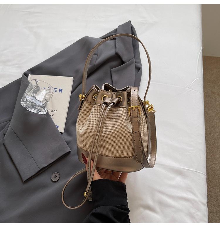 Popular Bag Women's Shoulder Crossbody Women's Bag Drawstring Bundle Women's Bucket Bag Contrasting Handbag