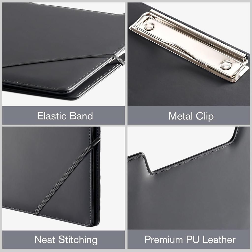 ProCase Clipboard Folder Portfolio, Leather Business Padfolio Organizer Letter Size Professional Folder Binder for Interview Meeting Resume Office