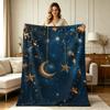 All Season Celestial Star Moon Hanging Ornament Print Flannel Blanket Soft Warm Cozy Throw Blanket for Sofa Couch Bed Living Room Office Home Decor