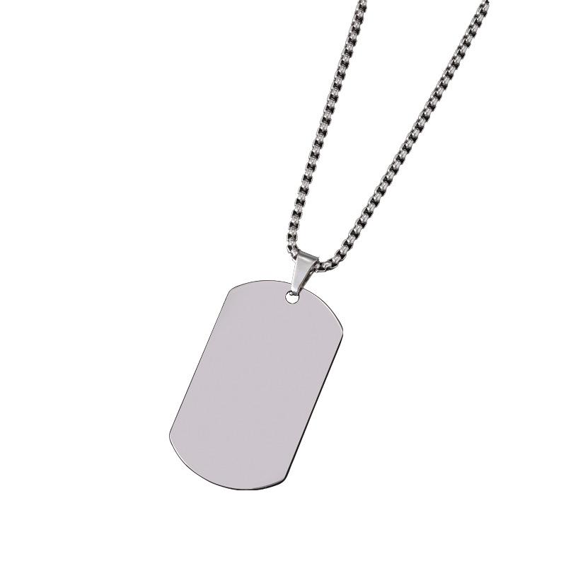 

Мужское ожерелье с подвеской в виде собачьего жетона из полированной нержавеющей стали серебряный