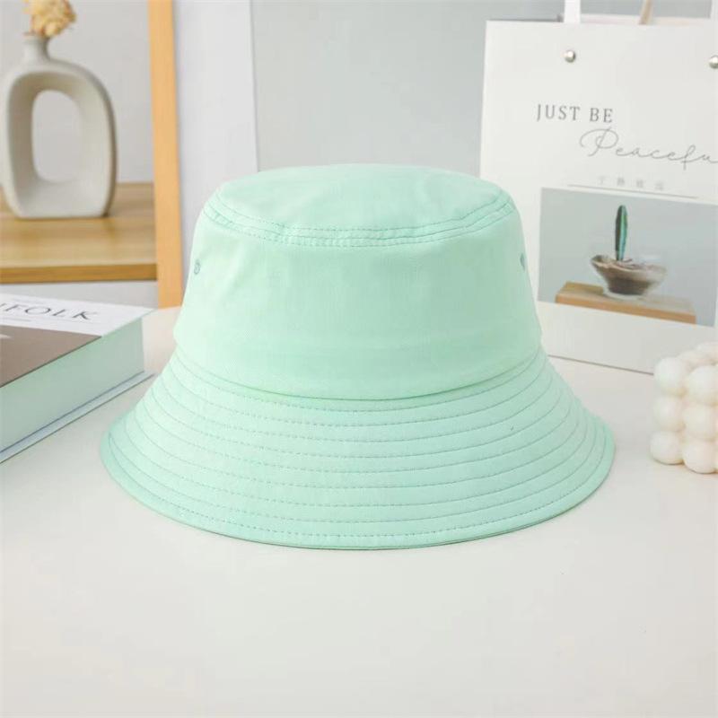Macaron color sunshade shows small face, four-season fisherman hat, solid color casual male versatile female couple basin hat