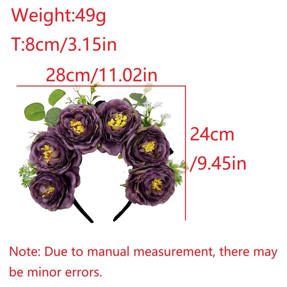Floral Wreaths Head Hoop Comfortable Bohemian Flower Hair Accessories Artificial Fabric Flower Hairband Anti-Slip For Wedding