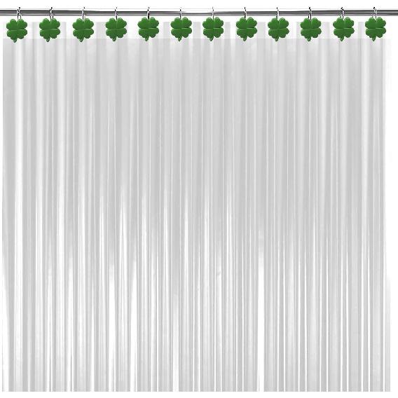 12 PCS Shamrock Shower Curtain Hooks Shower Decor, Rustproof Bathroom Decorative Shower Hooks, Green Shower Curtain Hooks Botanical Shower Curtain