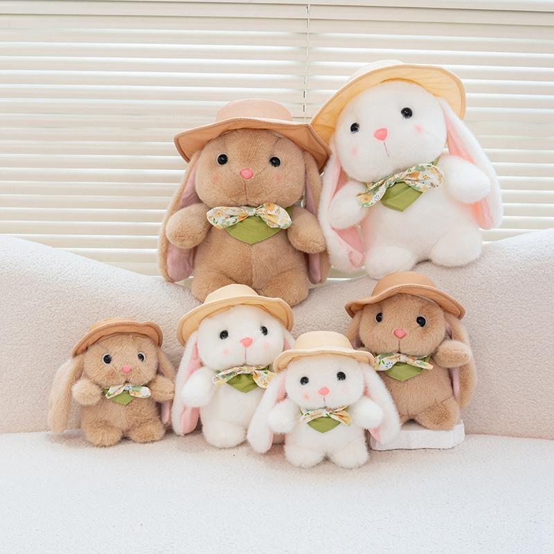 Easter Bunny Soft Stuffed Plush Toys Brown White Rabbit Cute Animal Plushies Doll Happy Easter Day Decor For Home Favors Gifts