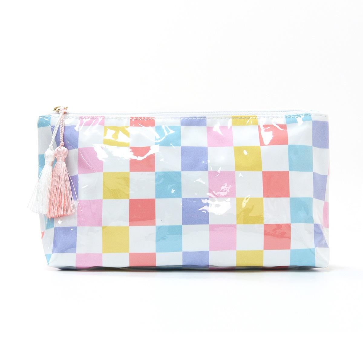 Cross-border striped cosmetic bag high-value large-capacity cosmetic storage bag contrasting color travel portable cosmetic bag