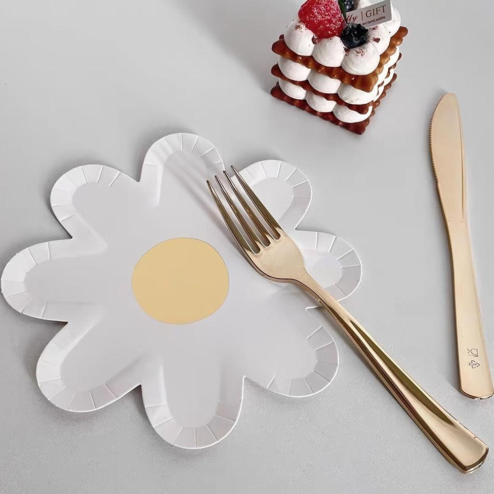10pcs Festive Flower Dinner Plates Paper Cake Tray Party Decor Daisy Plate  Baby Shower
