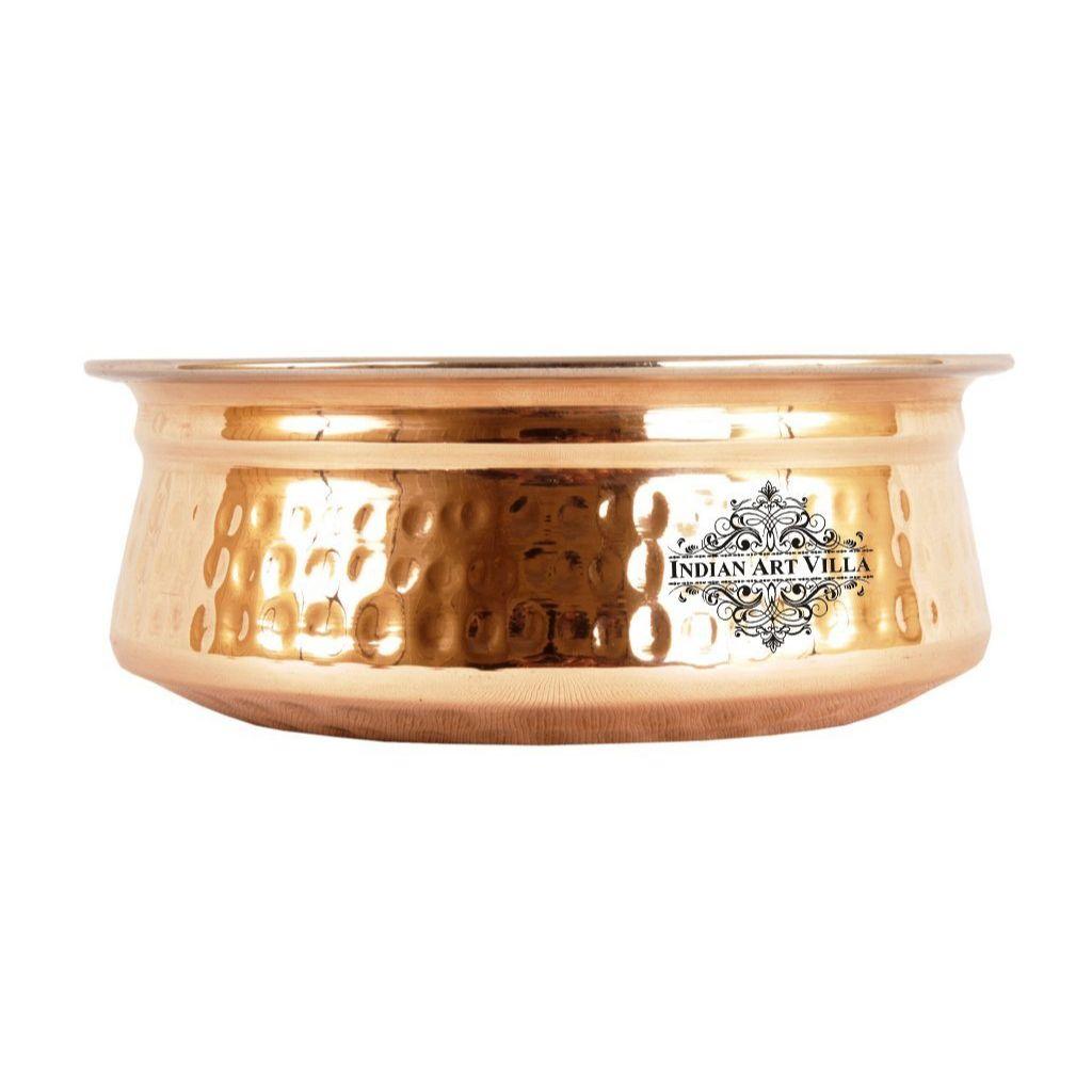 Steel Copper Serving Handi Bowl, Serveware & Tableware, Home Restaurant, Volume-750 ML, Pack of 1