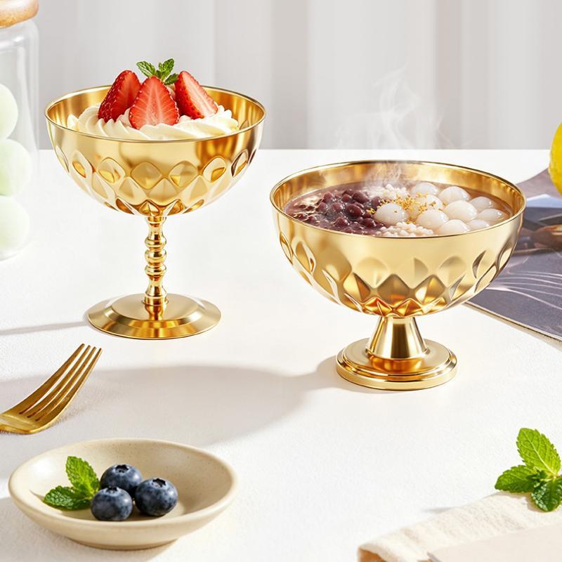 Edelstahlkelchbecher Eisdessert Salatschüssel Obstteller Snackschale Puddingbecher Tasse KTV Bar Zubehör