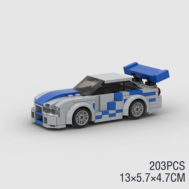 Moc F1 City Speed Sports Racing Car Building Blocks Brick R34 Rx-7 Vehicle Supercar Fast & Furious Mk4 Supra Kids Toys