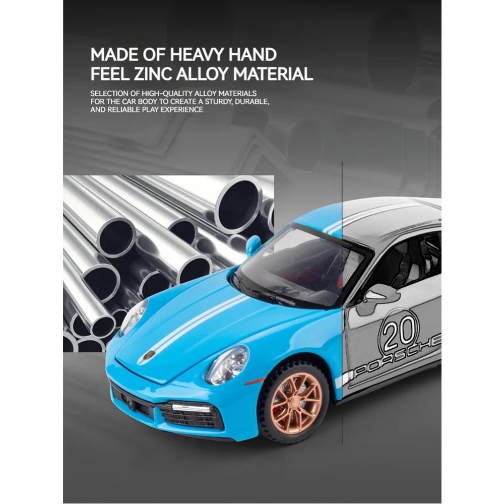 1/32 Scale Porsche 911 Turbo S Diecast Metal Model Toy Sports Car with Sound And Light For Kids Adults