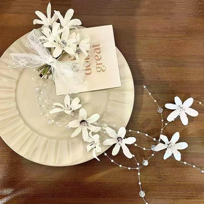 Fabric Lace Bow Hair Clip Female Sweet Flower Elegant and Versatile Duckbill Clip Hair Accessories