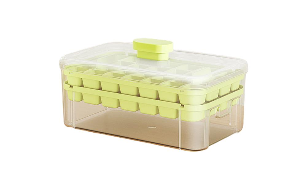 

Ice Tray Molds Double Layer Ice Tray With Bin And Scoop Easy-Release Food-Grade Silicone Press Storage Box With Scoop For Fruits зелёный