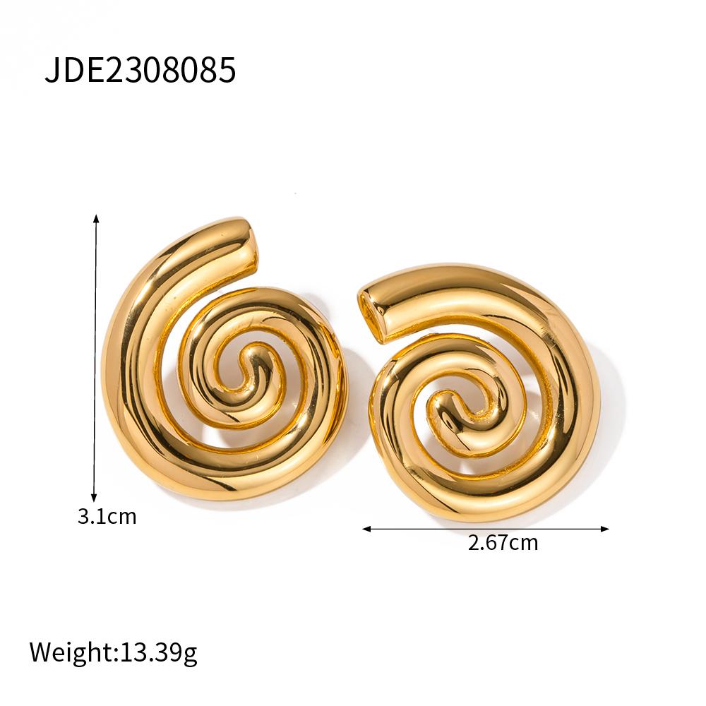 Youthway Exquisite Stainless Steel Spiral Hoop Earrings Unusual Anti Allergic Waterproof Metal Gold Color Jewelry Party Gift