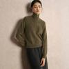 Women's Wool High Neck Half-Zip Jacquard Loose Knit Sweater for Autumn and Winter