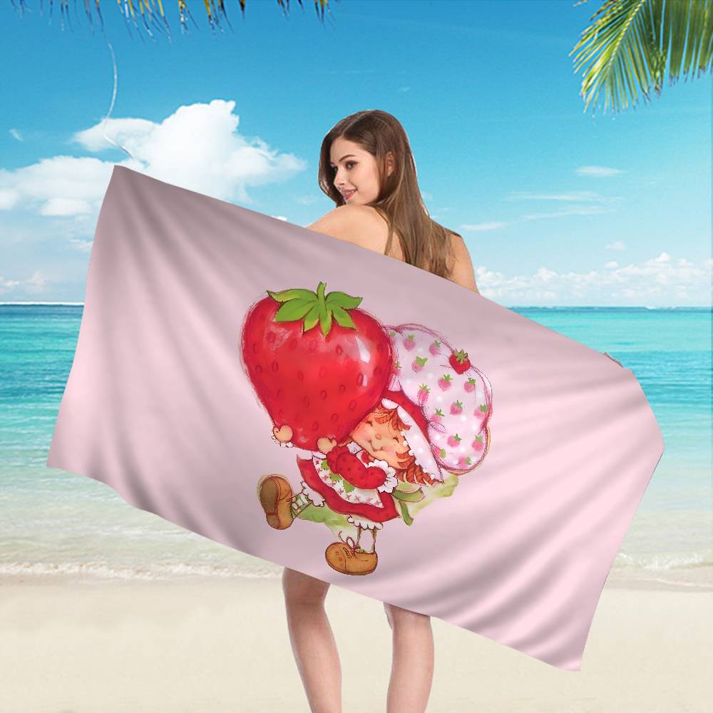 Anime S-strawberry S-shortcake Microfiber Printed Beach Towel Mountain Climbing Yoga Beach Swimming Running Absorbent Soft Towel