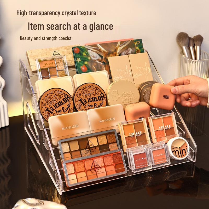Transparent Multilayer Cosmetic Display Rack for Nail Polish & Eyeshadow - Large Capacity Tiered Organizer