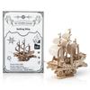 Hallisun 3D Holz Bausatz 3D Beweglich Mechanisch Mechanisch Vintage Haus Geburtstag Japanische Anleitung Enthalten Puzzle, Schiff, Basteln, DIY, Spielzeug,