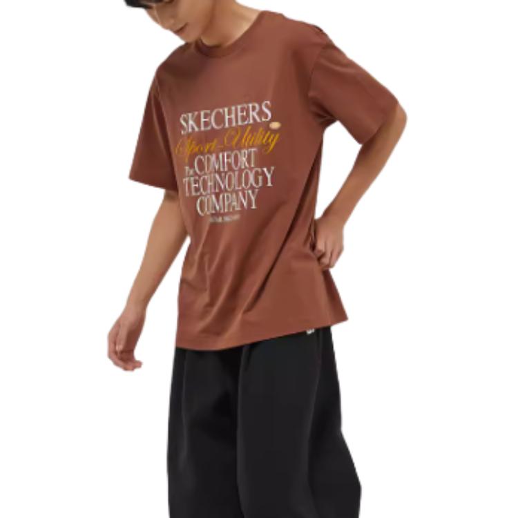 Skechers Sport Utility Round Neck Loose Breathable Short Sleeve T-Shirt Unisex Tops Imperial-Jade Brown L324U028-046K