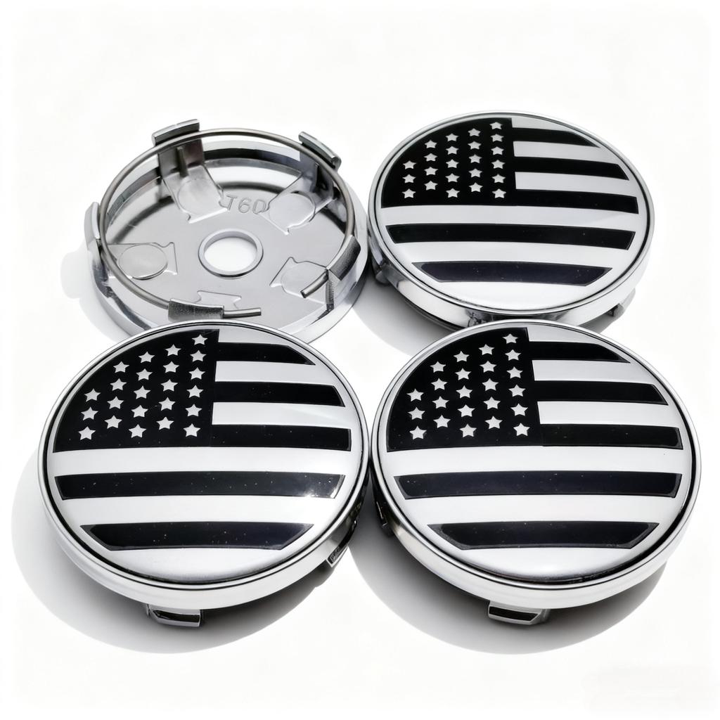 4pcs US American Flag Logo Emblem Car Wheel Center Caps 60MM 56MM Car Wheels Hub Cap Stars And Stripes Badge Rim Hubcaps Cover