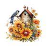 Sunflower Bird Wall Sticker for Kids Bathroom Toilet Seat Cover Decoration Self Adhesive Waterproof Home Decor
