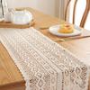 Amazon Retro Pastoral Crochet Knitted Hollow Table Cloth Lace Tassel Table Flag Tablecloth Custom