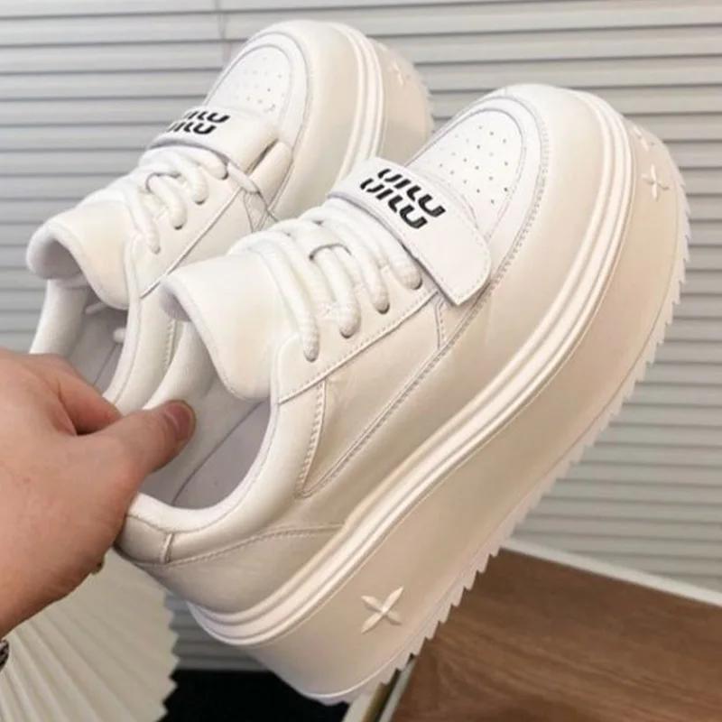 SyfIyno Vår- og høstsesong Nye sportssko med tykk såle og platå for kvinner, trendy, allsidige fritidssko, sneakers for kvinner