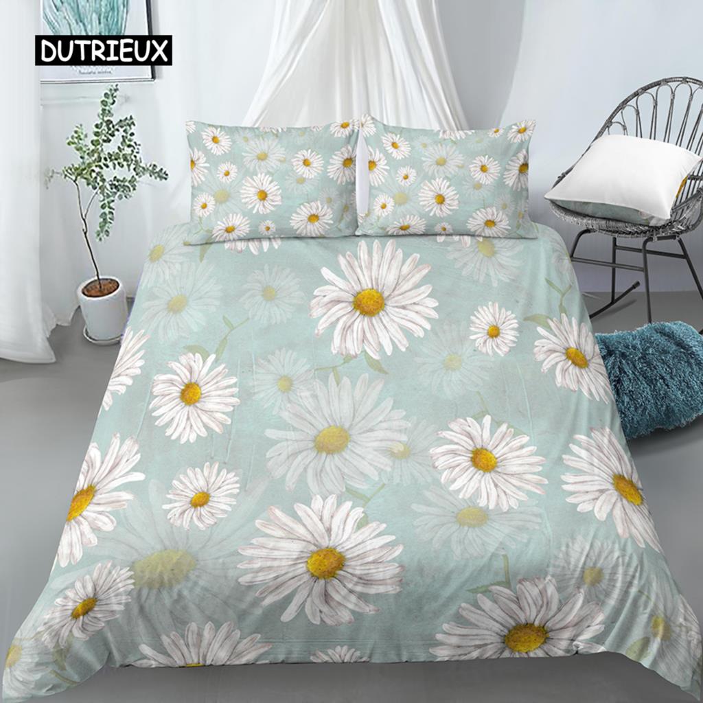 Blätter und Blumen Bettbezug-Set King Size Palmblätter Rosa Blumendruck Steppdeckenbezug für Mädchen Jungen Polyester 2/3-teiliges Bettwäscheset