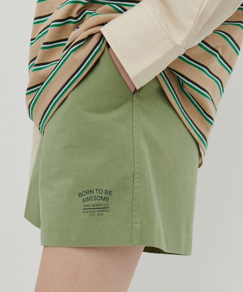 Eoboneoseu Lettering Print Shorts [Green]