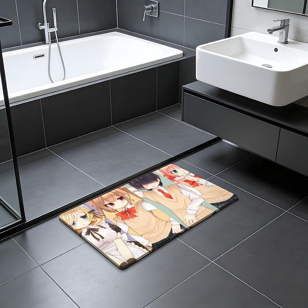 ANIME H-Himegoto Floor Mat Absorbent Floor Mat Non-Slip Entrance Rug for Bathrooms Restrooms and Toilets
