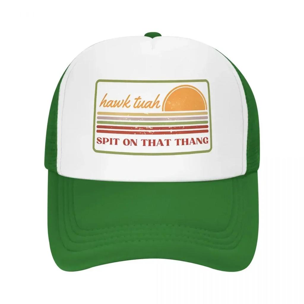 Unisex WoUnisex Hawk Tuah Sunset Orange Trucker Caps HipHop Mesh Baseball Caps Funny Dad Hat Sun Hats Adjustable Trucker Cap Spring