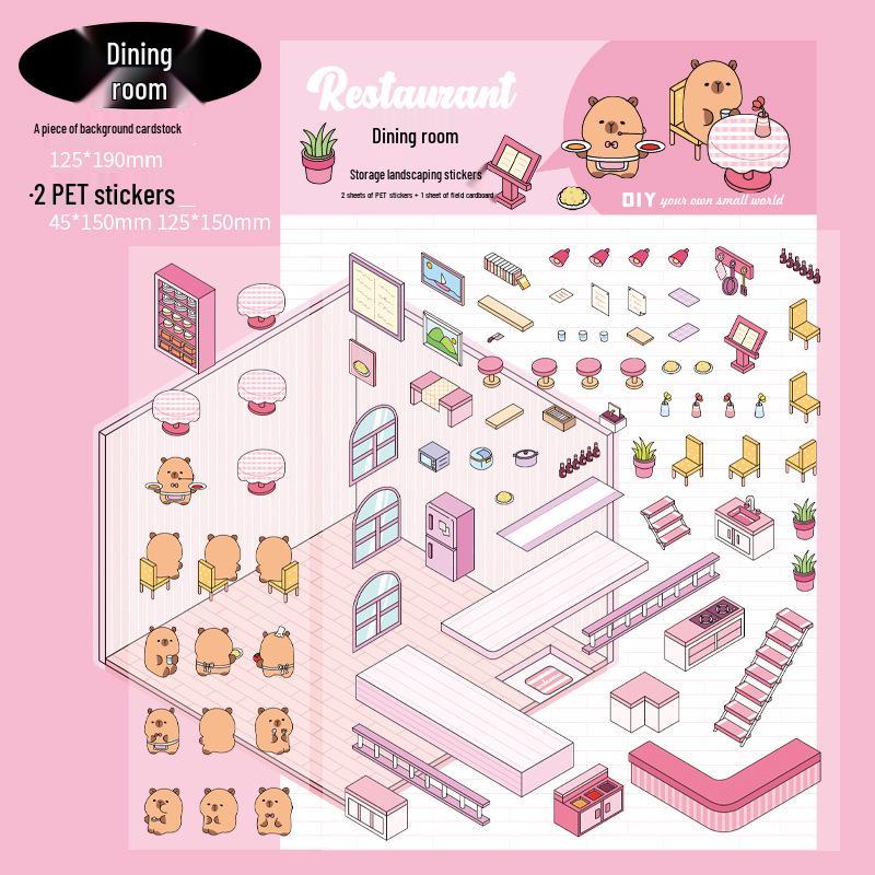 Mini DIY Kitchen Scenery Stickers: 2.5D PET Series for Journals