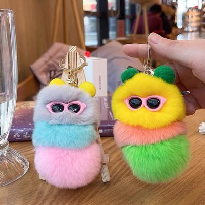 Sleutelhanger Hanger Cartoon Pluche Rupsen Bedeltje Sleutelhanger Hangend Ornament Decoratieve Hanger Portemonnee Rugzak Autosleutels Accessoire