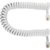 Telephone Handset Cord Modular Coiled Phone Curly Cable (15 Feet, White)