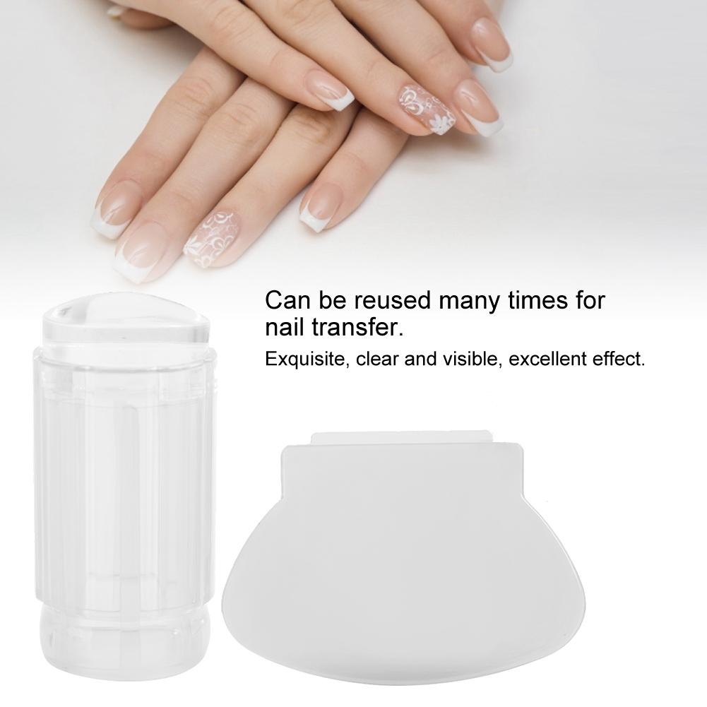 Transparent Silicone Nail Polish Head Stamper Scraper Nail Art Tool (Transparent White)