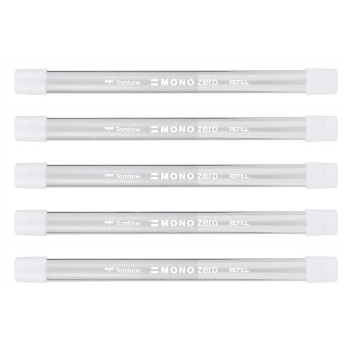 Recharge Stylo Correcteur - TOMBOW - MONO zero - Lot de 5 Tubes - Pointe Ronde 2,3 mm - Précision