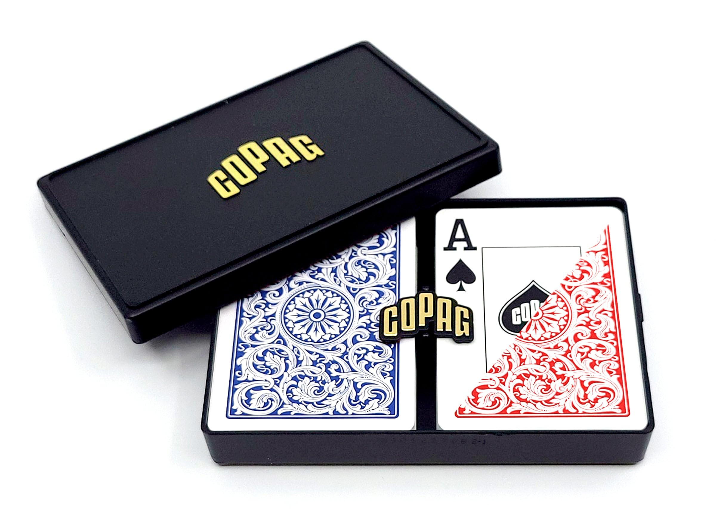 

Copag 1546 Design Plastic Poker Size Playing Jumbo 1 Pack 100% (Standard) Cards, Red/Blue, Index,