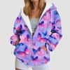 Graphic Stylish Print Women'S Hooded Sweatshirt Oversized Zipper Cardigan With Pocket Trendy Long-Sleeve Casual Hoodie Jacket