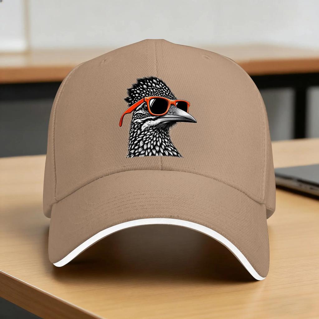 Summer Cool Roadrunner Bird Wearing Sunglasses Graphic Art Baseball Cap Outdoor Sports Street Style Custom Logo Sun Trucker Hat