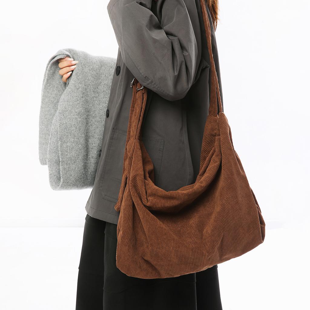 Large Capacity Flannel Shoulder Messenger Bag Women's Versatile Men's and Women's Same Lazy Wind Student Literary Backpack Men's