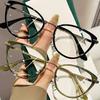 1 Pair Y2K Retro Cat Eye Glasses Black Green Gradient Full Rim Women Fashion Digital Screen Protection
