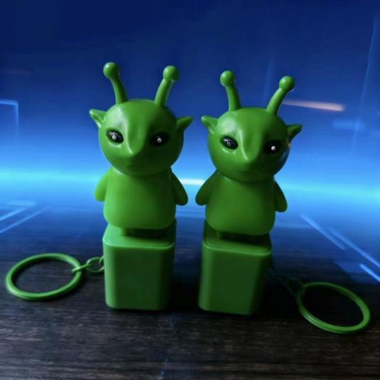 1/2/3Pcs Green Aliens Button Keychain Fidget Toy with Sound LED Lights Stress Anxiety Relief Keyboard Clicker Decompression Button Sensory Toy