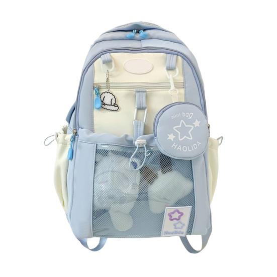 Girls Laptop Backpack Waterproof Backpack with Transparent Front Pocket Large Capacity Backpack with Padded Straps for School Street Travel