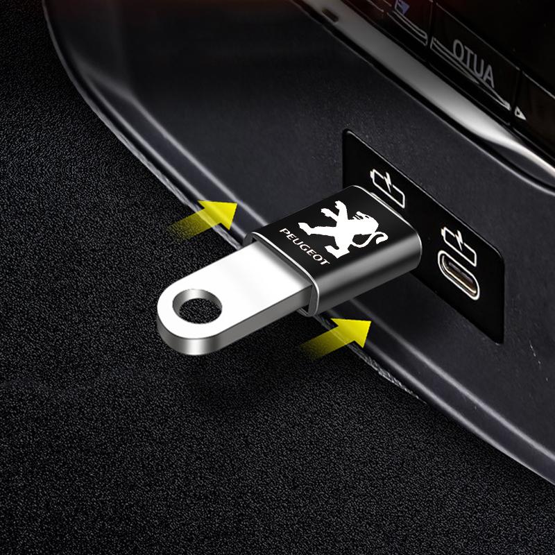 1 szt. Kabel USB typu C do samochodu Adapter do ładowania Akcesoria samochodowe Dla Peugeot 308 408 508 RCZ 208 3008 2008 206 207 108 406 407 408 206 208 306 307