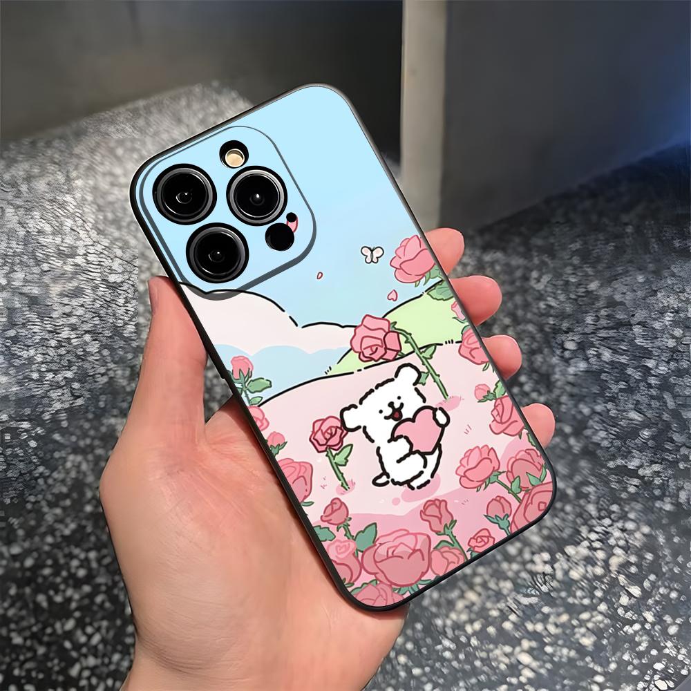 Korea Line Puppy Maltese Phone Case For 15 Pro Max Iphone 14 Pro Max 12 15 Plus 13 Pro 11 Xr X Xs 8 7 Plus Silicone Back Cover